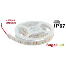 Tira LED 5 mts Flexible 24W 300 Led SMD 3528 IP67 Blanco Frío, serie Profesional